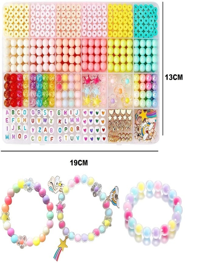 MAGHROLA Bracelet Making Set, Macaron Color Beads Bracelet Making Set for Girls Age 6-13 Cute Jewelry Kit for Teen Girls Acrylic Round Beads Letter with Unicorn Pendants,Crystal Star Flower,Multi - Image 2